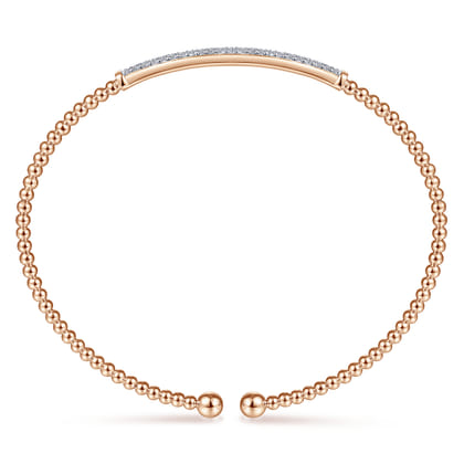 14K Rose Gold Bujukan Split Cuff Bracelet with Diamond Pave Bar