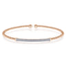 14K Rose Gold Bujukan Split Cuff Bracelet with Diamond Pave Bar - 0.3 ct