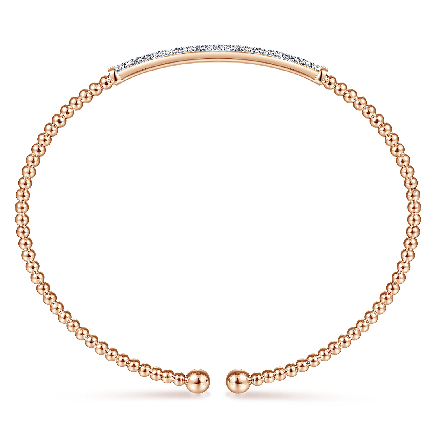 14K Rose Gold Bujukan Split Cuff Bracelet with Diamond Pave Bar - 0.3 ct - Shot 3