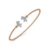 14K Rose Gold Bujukan Split Cuff Bracelet with Diamond Pave Fan Caps - 0.18 ct
