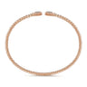 14K Rose Gold Bujukan Split Cuff Bracelet with Diamond Pave Hexagon Caps - 0.11 ct