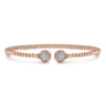14K Rose Gold Bujukan Split Cuff Bracelet with Diamond Pave Hexagon Caps - 0.11 ct
