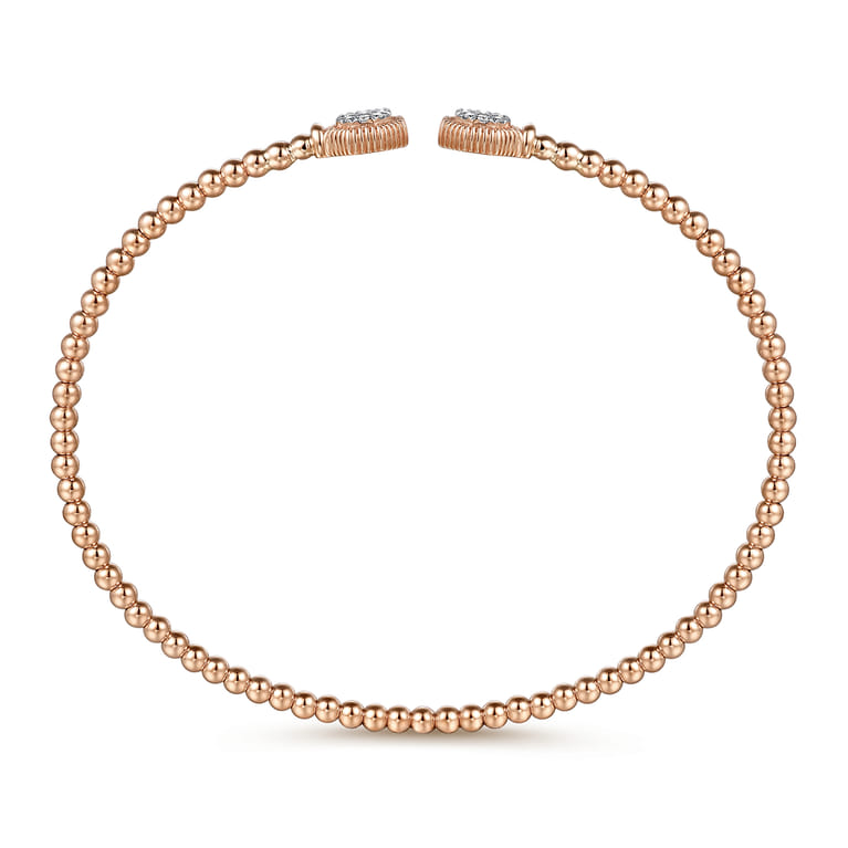 14K Rose Gold Bujukan Split Cuff Bracelet with Diamond Pave Hexagon Caps - 0.11 ct - Shot 3