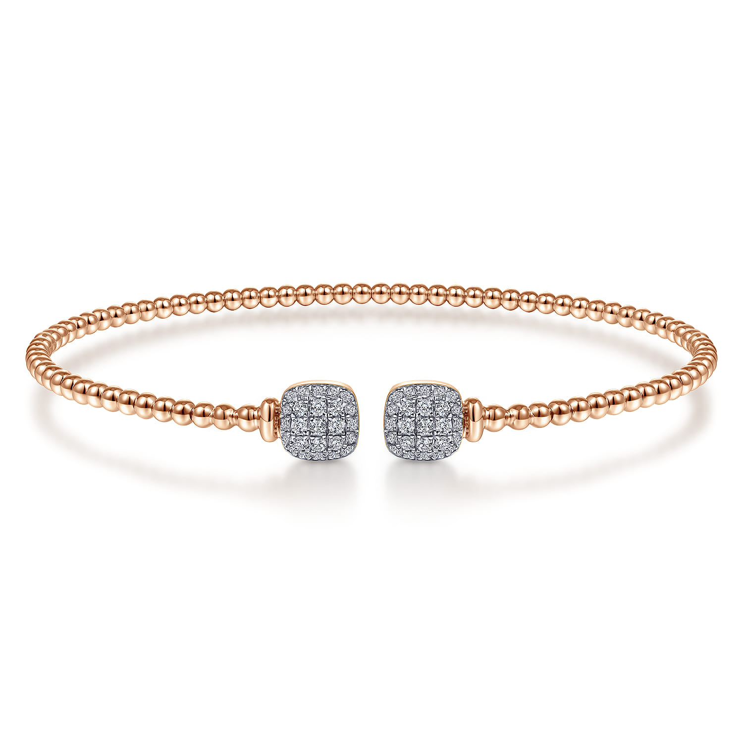 14K Rose Gold Bujukan Split Cuff Bracelet with Pave Diamond Squares - Shot 1