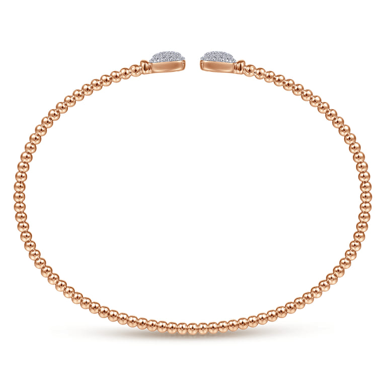 14K Rose Gold Bujukan Split Cuff Bracelet with Pave Diamond Squares - Shot 3