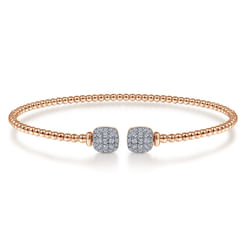 14K Rose Gold Bujukan Split Cuff Bracelet with Pavé Diamond Squares