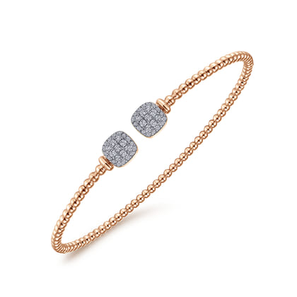 14K Rose Gold Bujukan Split Cuff Bracelet with Pave Diamond Squares
