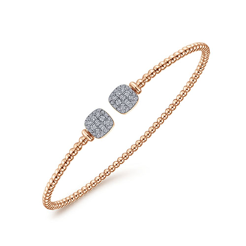 14K Rose Gold Bujukan Split Cuff Bracelet with Pave Diamond Squares - 0.3 ct - Shot 2