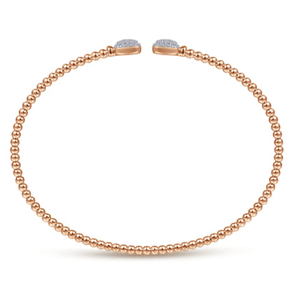 14K Rose Gold Bujukan Split Cuff Bracelet with Pave Diamond Squares