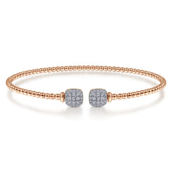 14K Rose Gold Bujukan Split Cuff Bracelet with Pave Diamond Squares