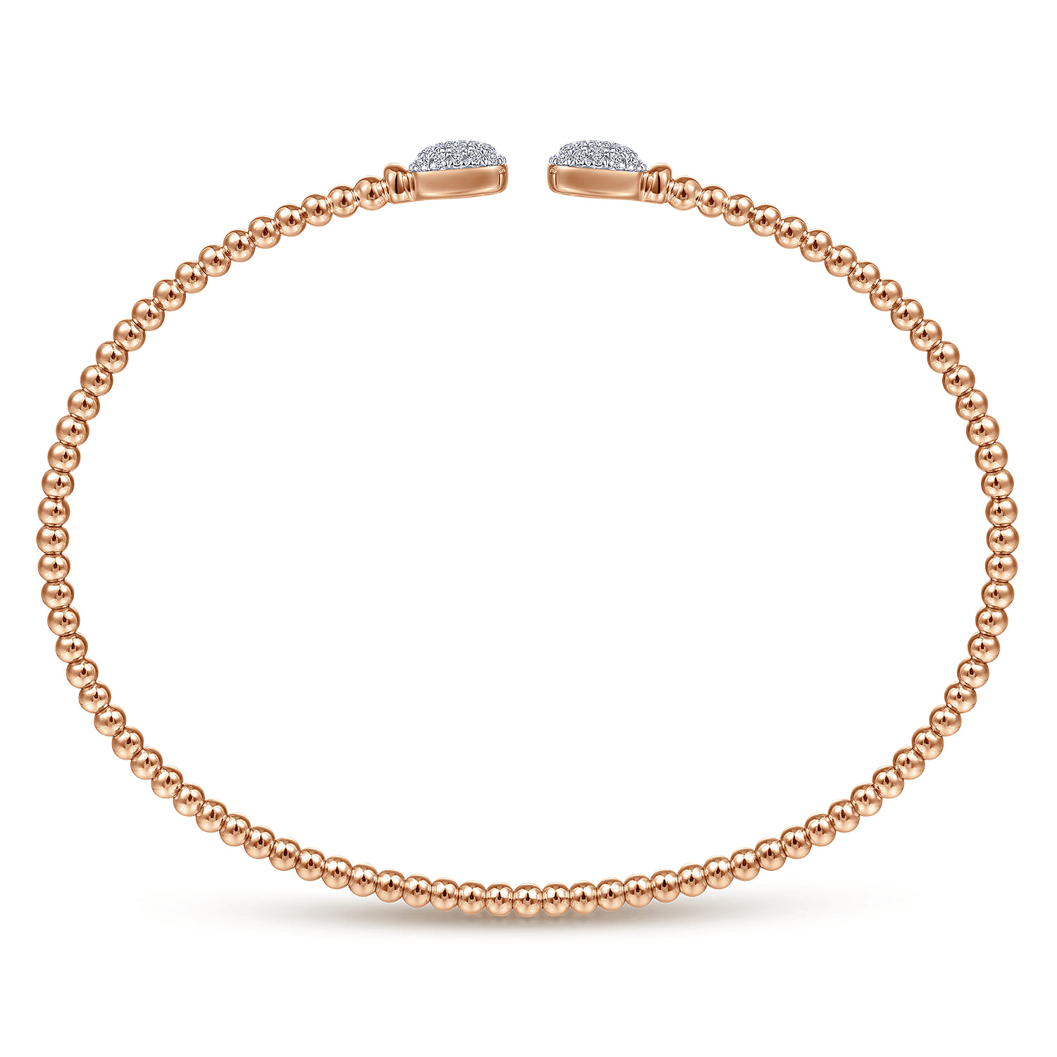 14K Rose Gold Bujukan Split Cuff Bracelet with Pave Diamond Squares - 0.3 ct - Shot 3