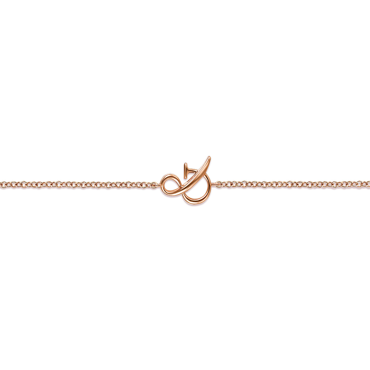 14K Rose Gold Chain Bracelet with  Symbol
