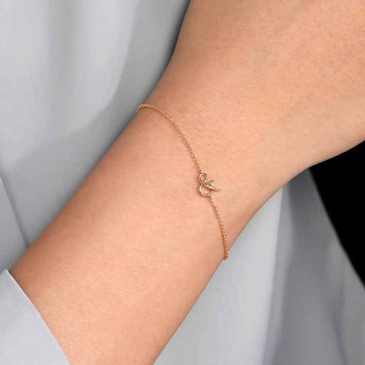 14K Rose Gold Chain Bracelet with  Symbol