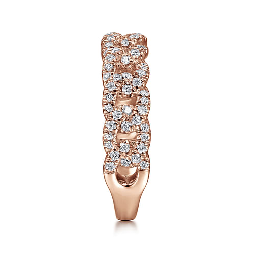 14K Rose Gold Chain Link Stackable Diamond Ring - 0.45 ct - Shot 4