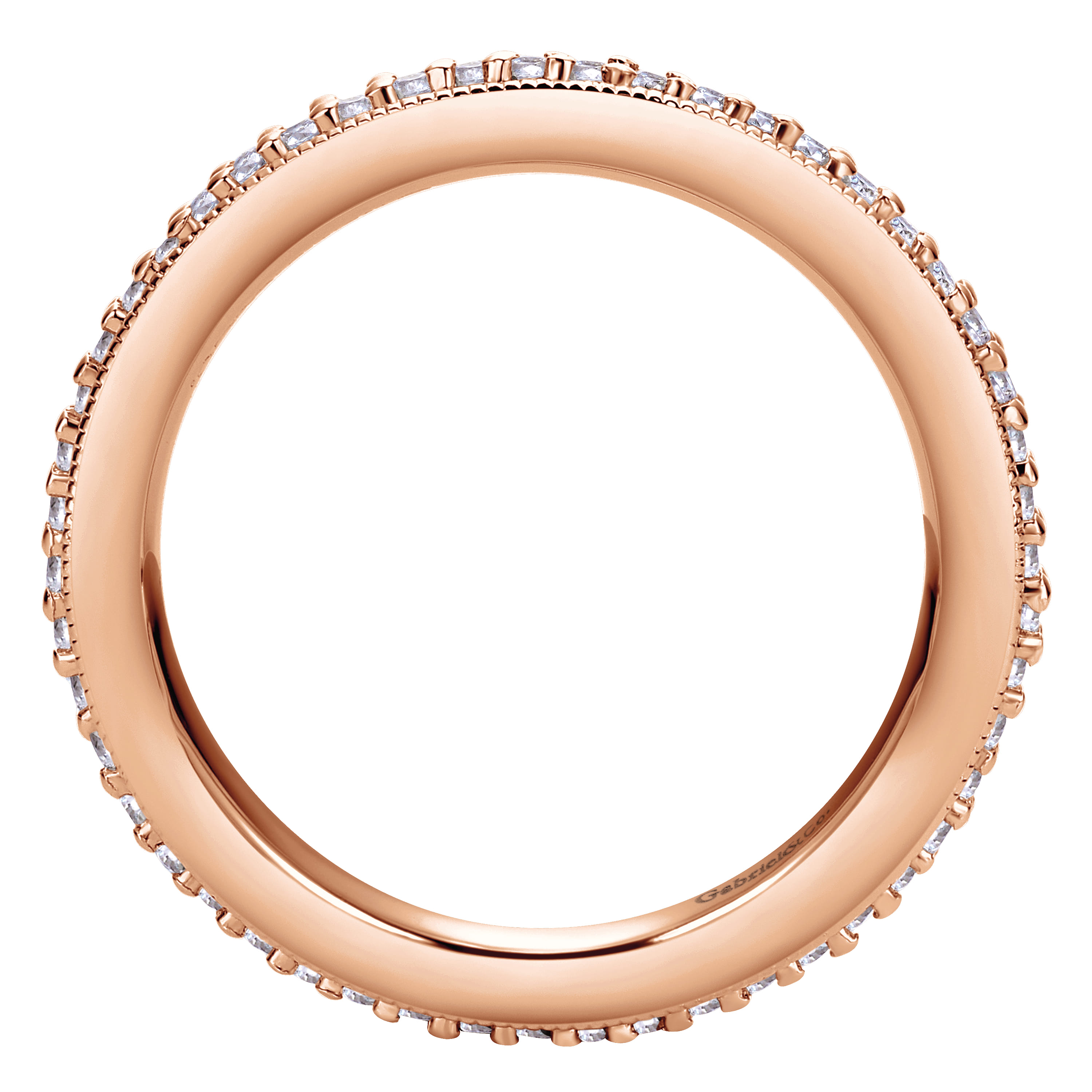 Eternity Band Wedding Ring in 14k Rose Gold with Round Natural Diamond at Gabriel & Co. - Shot 2