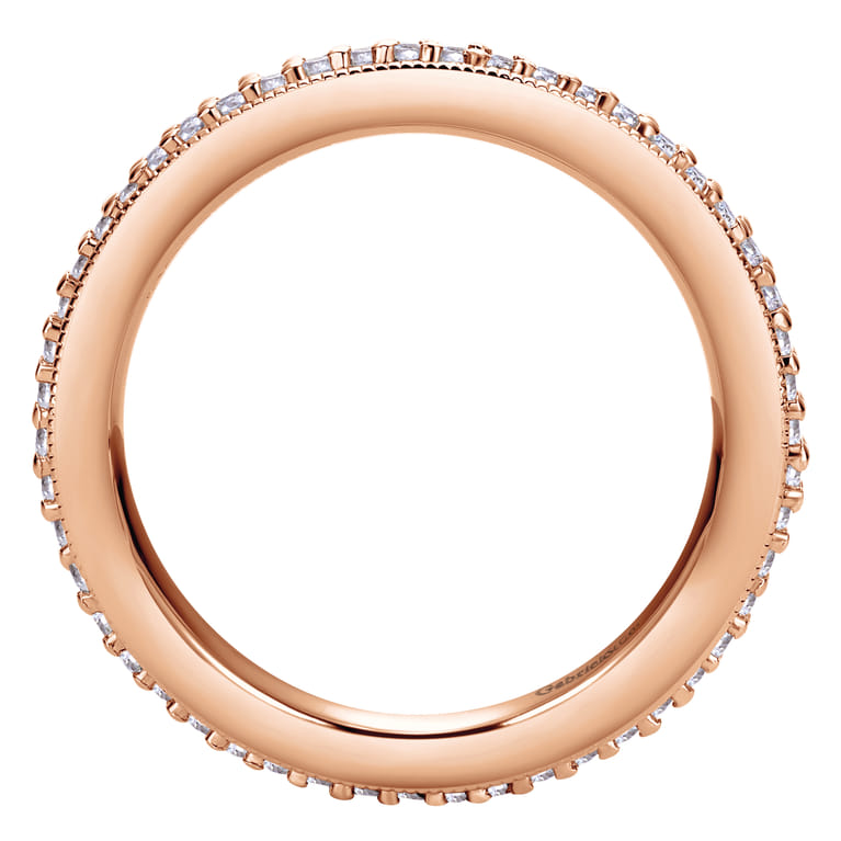 Eternity Band Wedding Ring in 14k Rose Gold with Round Natural Diamond at Gabriel & Co. - Shot 2