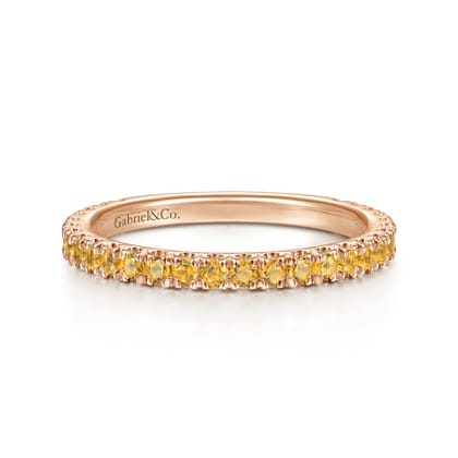 14K Rose Gold Citrine Stackable Ring