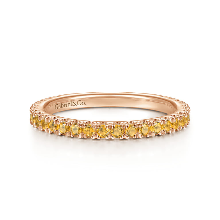 14K Rose Gold Citrine Stackable Ring - Shot 1