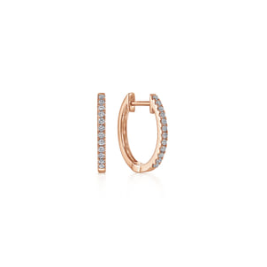 14K Rose Gold Classic 15mm Pave Diamond Huggies