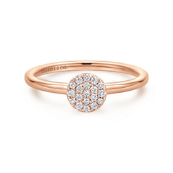 14K Rose Gold Classic Round Diamond Pavé Ring