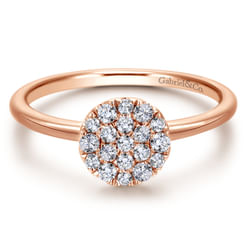 14K Rose Gold Classic Round Diamond Pavé Ring