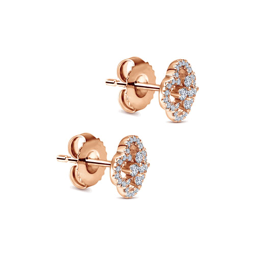 14K Rose Gold Clover Cutout Diamond Stud Earrings - 0.4 ct - Shot 2
