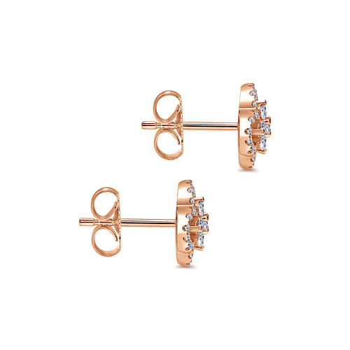14K Rose Gold Clover Cutout Diamond Stud Earrings - 0.4 ct - Shot 3