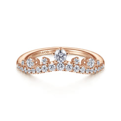 14K Rose Gold Curved Diamond Anniversary Band