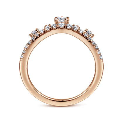 14K Rose Gold Curved Diamond Anniversary Band