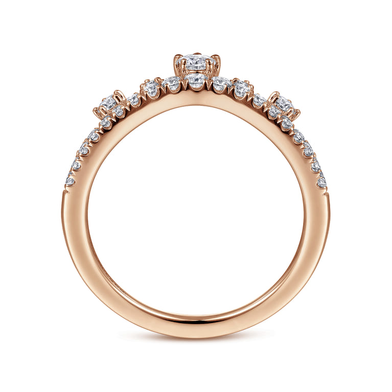 Curved Wedding Ring in 14k Rose Gold with Round Natural Diamond at Gabriel & Co. - Shot 2