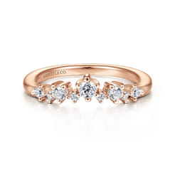 14K Rose Gold Curved Diamond Anniversary Band