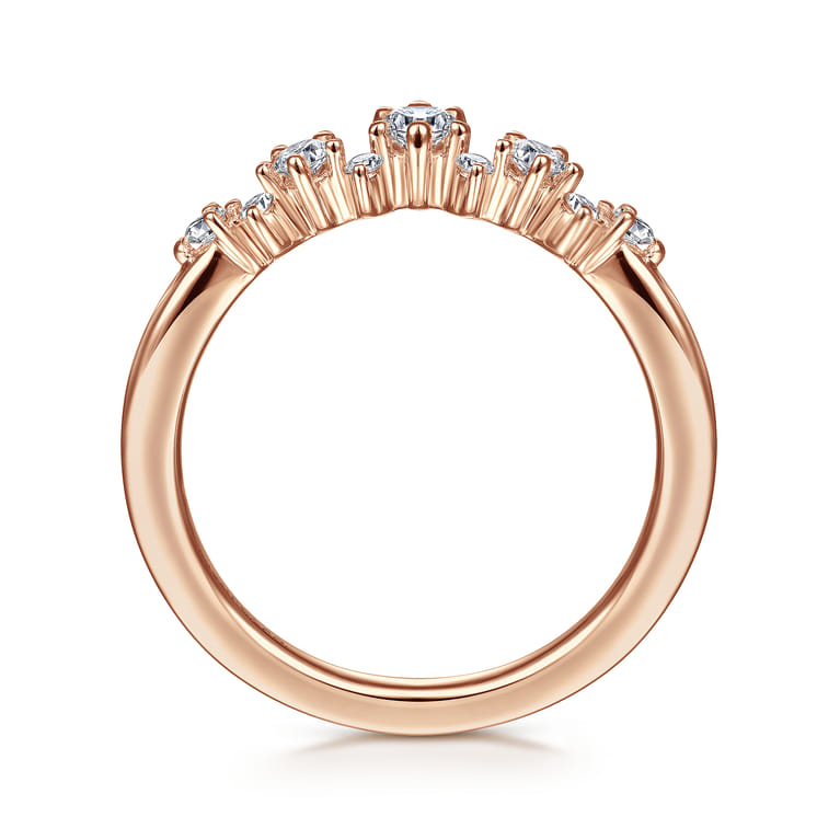 Curved Wedding Ring in 14k Rose Gold with Round Natural Diamond at Gabriel & Co. - Shot 2