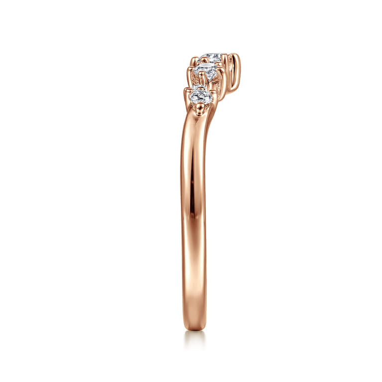 Curved Wedding Ring in 14k Rose Gold with Round Natural Diamond at Gabriel & Co. - Shot 4