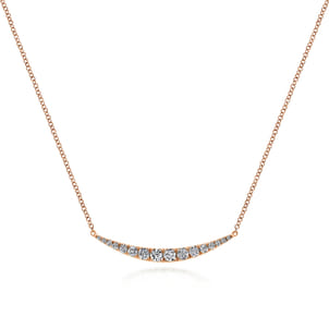 14K Rose Gold Curved Diamond Bar Necklace