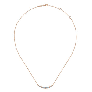 14K Rose Gold Curved Diamond Bar Necklace