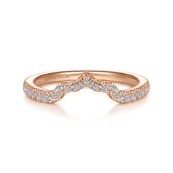 14K Rose Gold Curved Diamond Wedding Band