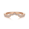 Curved Wedding Ring in 14k Rose Gold with Round Natural Diamond at Gabriel & Co.
