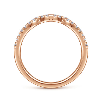 14K Rose Gold Curved Diamond Wedding Band