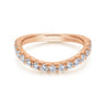 14K Rose Gold Curved Matching Diamond Wedding Band - 0.6 ct