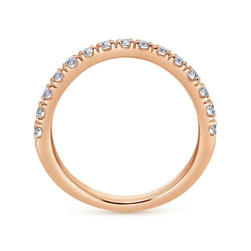 14K Rose Gold Curved Matching Diamond Wedding Band - 0.6 ct - Shot 2