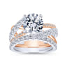 14K Rose Gold Curved Matching Diamond Wedding Band - 0.6 ct