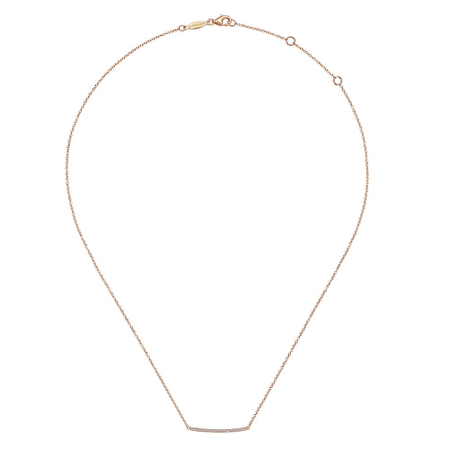 14K Rose Gold Curved Pave Diamond Bar Necklace - 0.1 ct - Shot 2