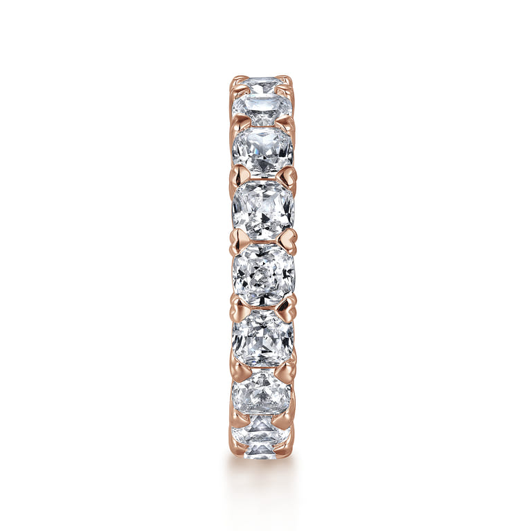 Eternity Band Wedding Ring in 14k Rose Gold with Cushion Cut Natural Diamond at Gabriel & Co. - Shot 4