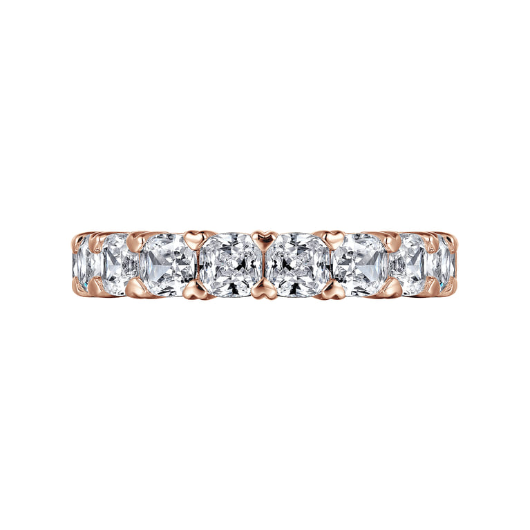 Eternity Band Wedding Ring in 14k Rose Gold with Cushion Cut Natural Diamond at Gabriel & Co. - Shot 5