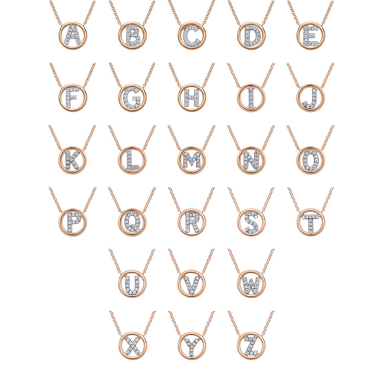 14K Rose Gold Diamond A Initial Pendant Necklace