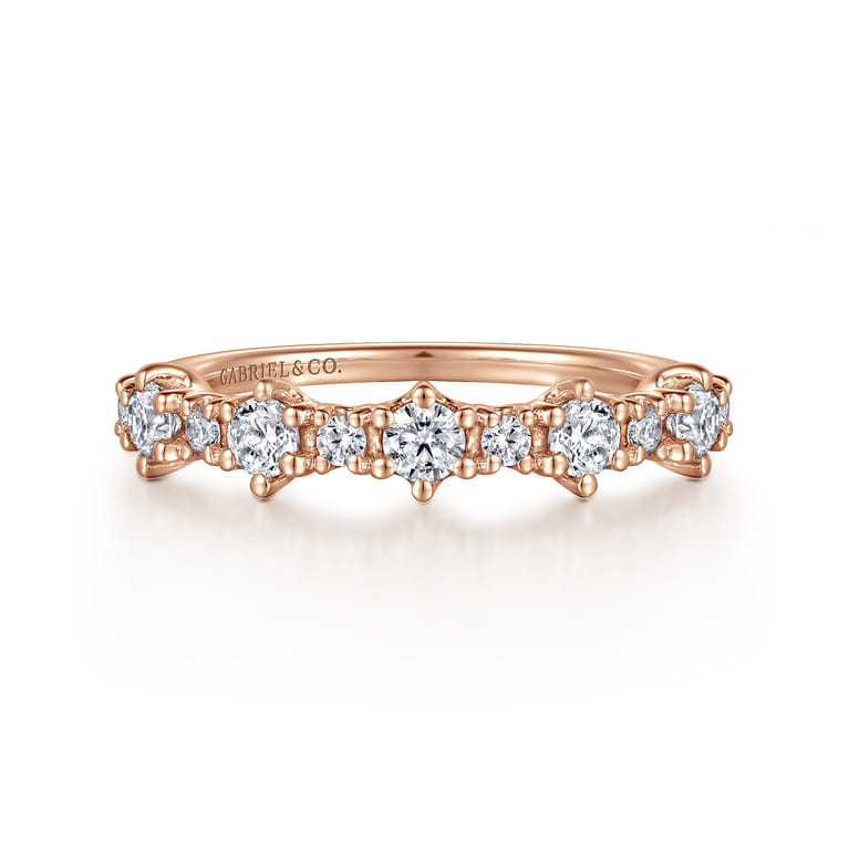 Straight Wedding Ring in 14k Rose Gold with Round Natural Diamond at Gabriel & Co. - Shot 1