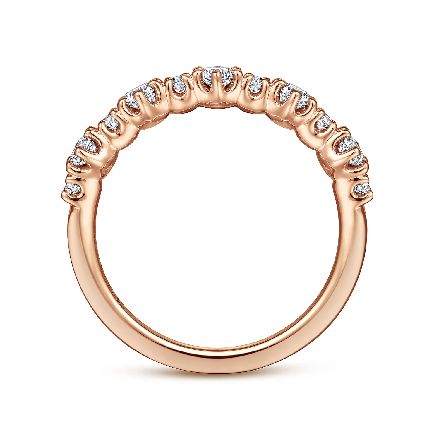 Straight Wedding Ring in 14k Rose Gold with Round Natural Diamond at Gabriel & Co. - Shot 2