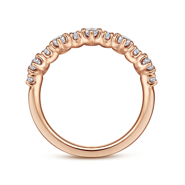 Straight Wedding Ring in 14k Rose Gold with Round Natural Diamond at Gabriel & Co. - Shot 2