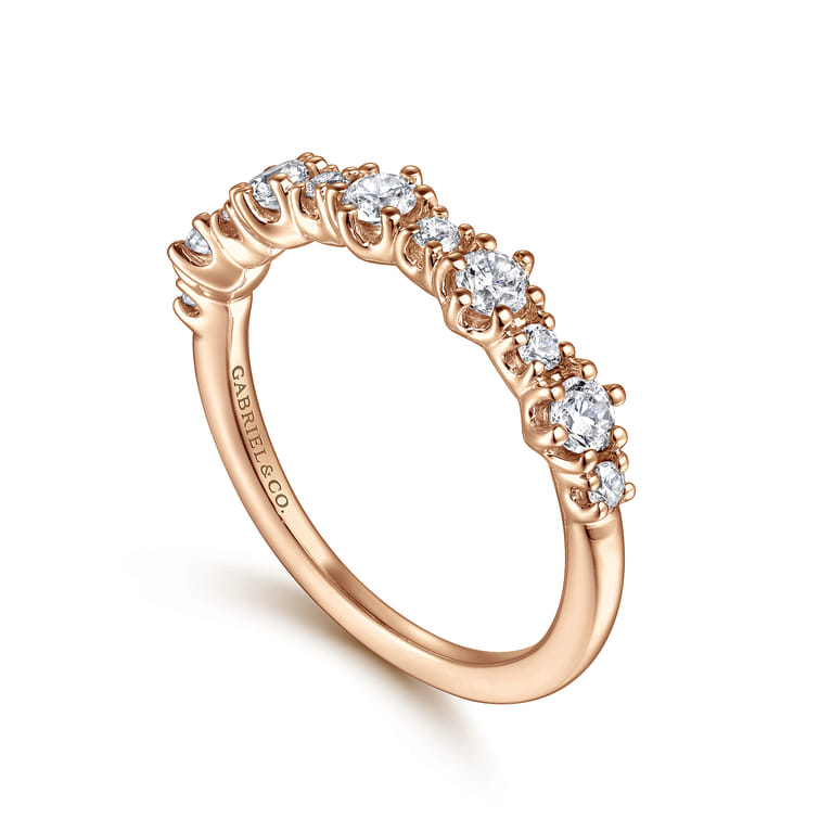 Straight Wedding Ring in 14k Rose Gold with Round Natural Diamond at Gabriel & Co. - Shot 3