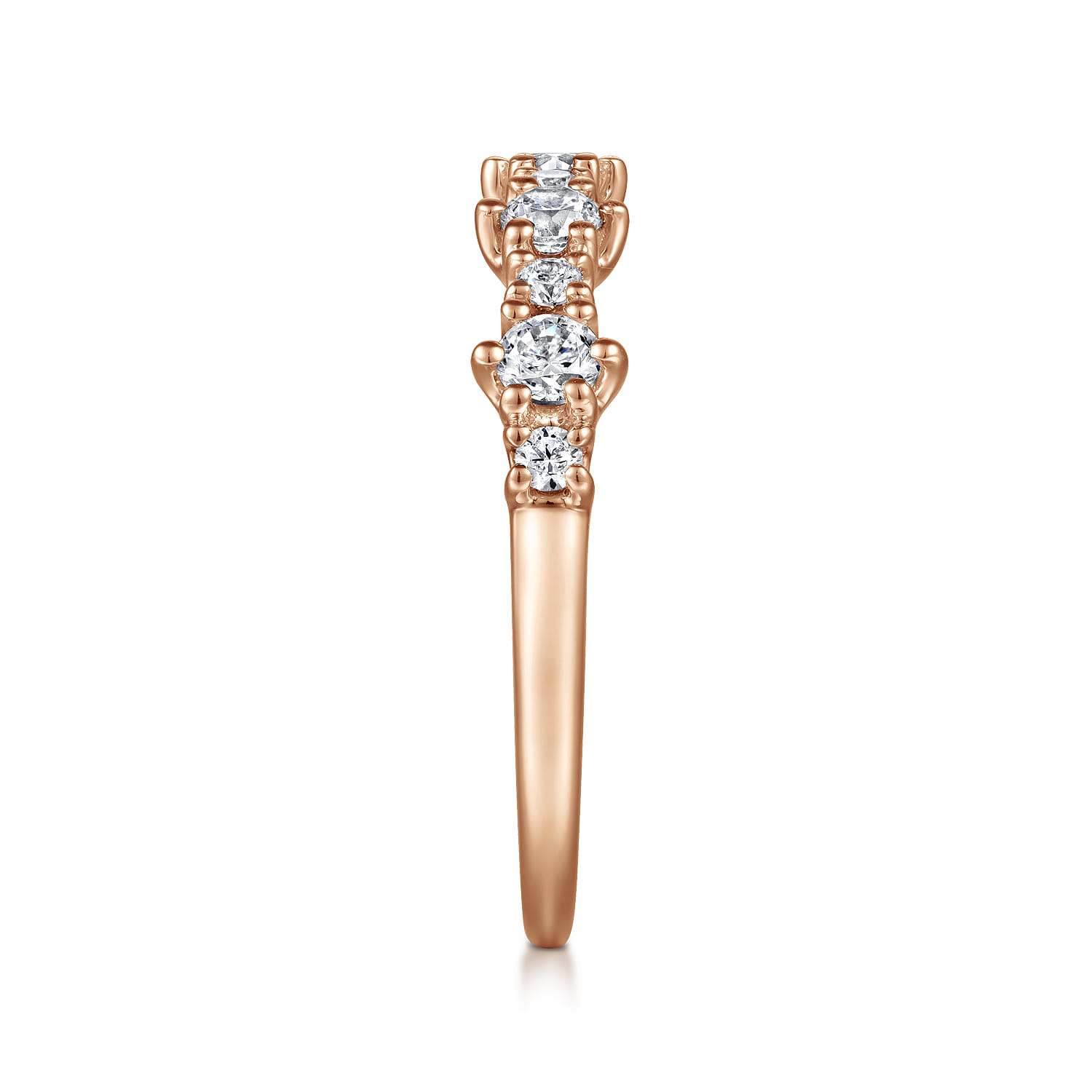 Straight Wedding Ring in 14k Rose Gold with Round Natural Diamond at Gabriel & Co. - Shot 4